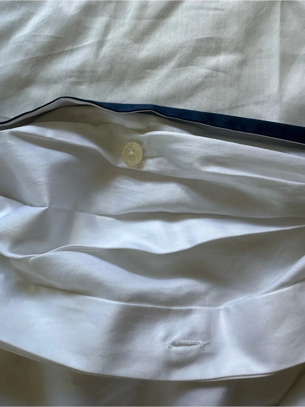 Ralph Lauren 100% Cotton Queen Duvet Cover White w/ Blue Trim
